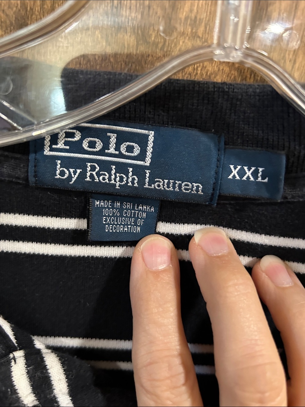Polo by Ralph Lauren Black & White Striped Polo with Red Pony XXL - Picture 2 of 4